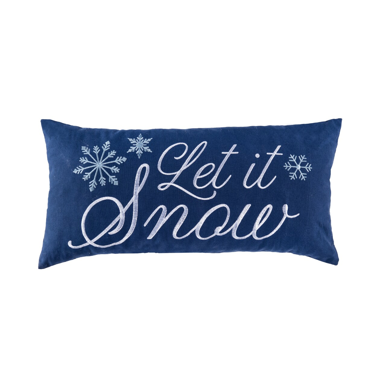 "Let It Snow" Christmas Cotton Blend Printed Blue Accent Throw Pillow 12" x 22"